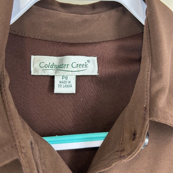 Flattering Aline full skirt choc brown easy care jersey dress Coldwater Creek 8p - Picture 3 of 12